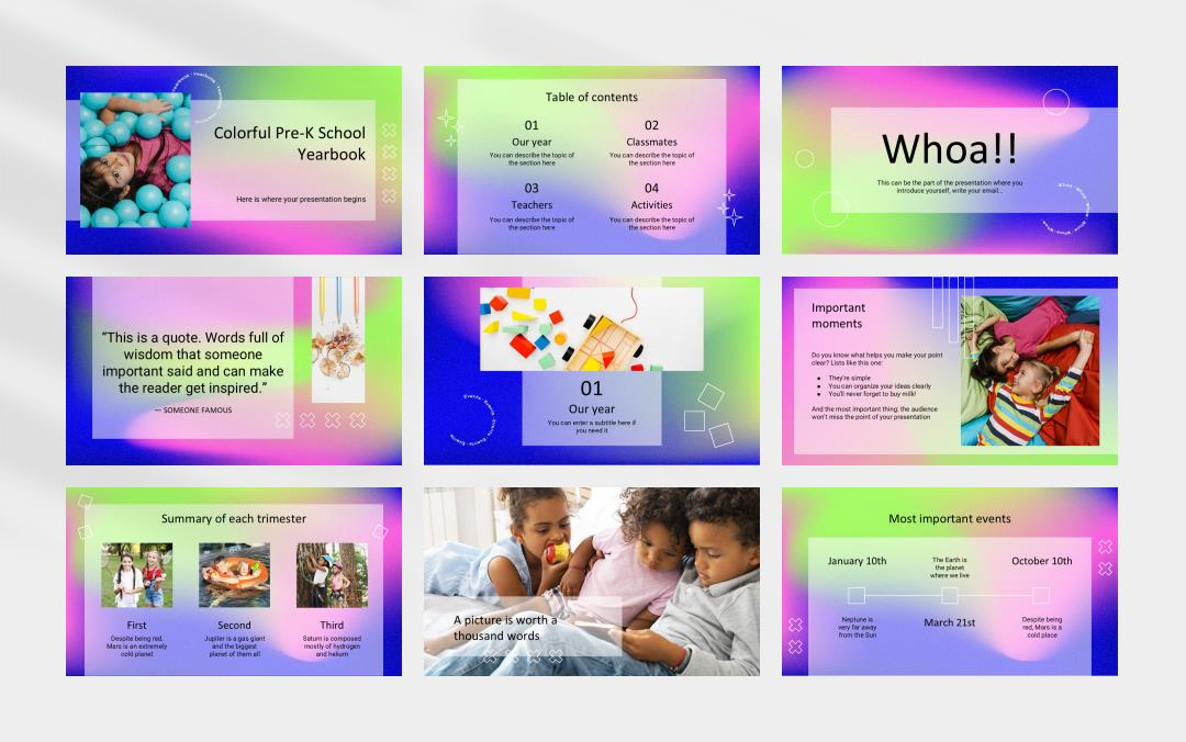 多彩高级弥散风PPT模板