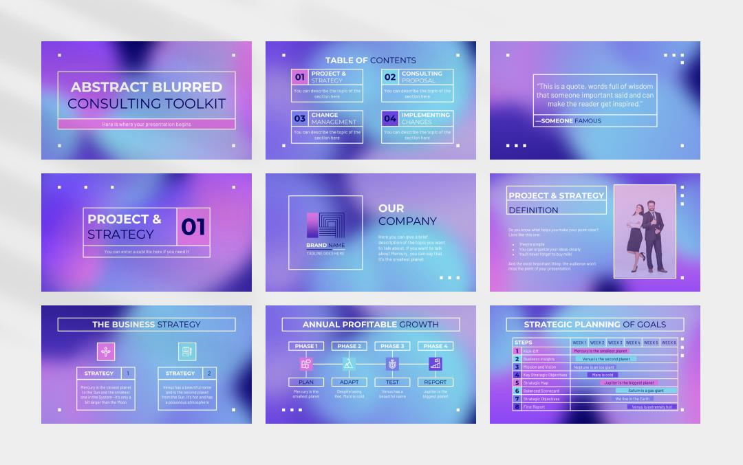 深色高级弥散风PPT模板