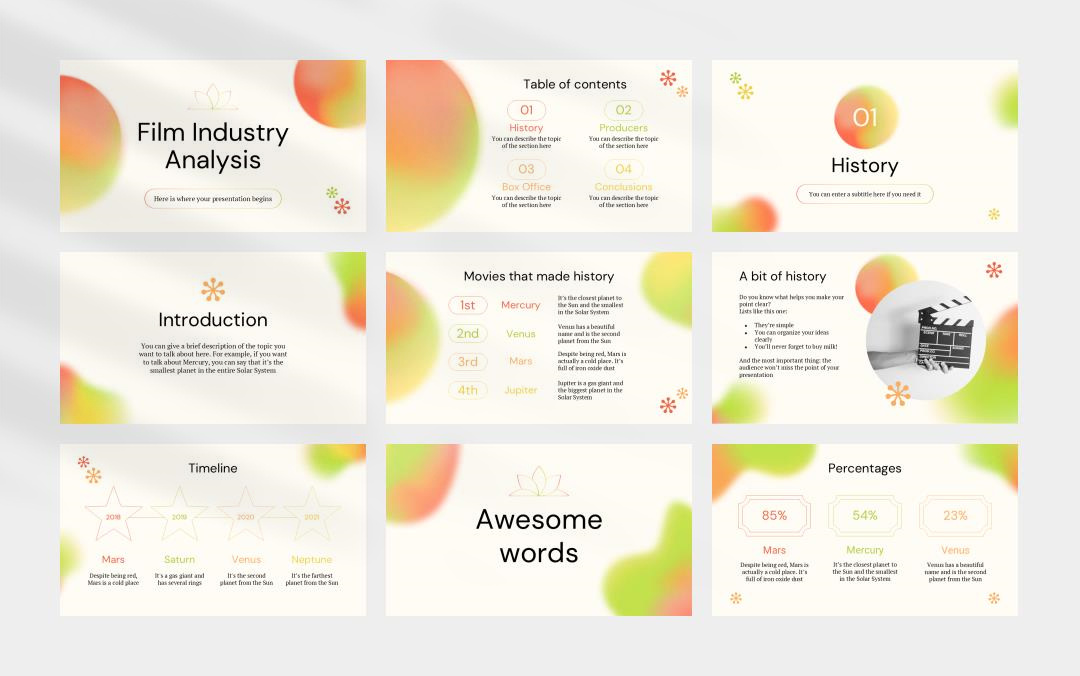 黄色高级弥散风PPT模板