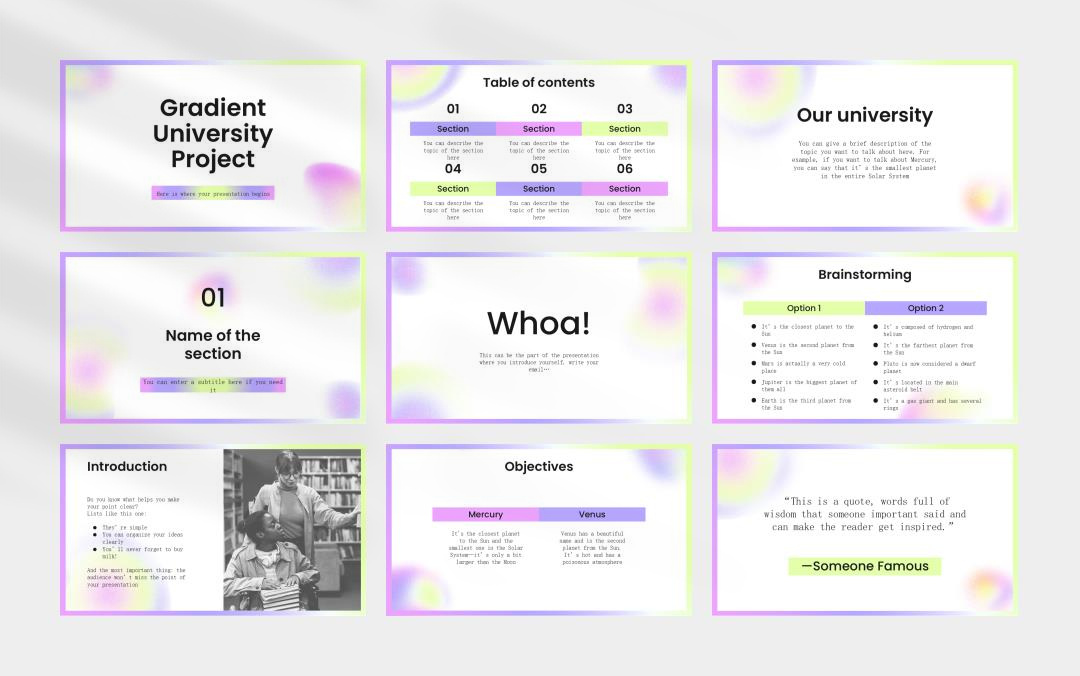简约高级弥散风PPT模板