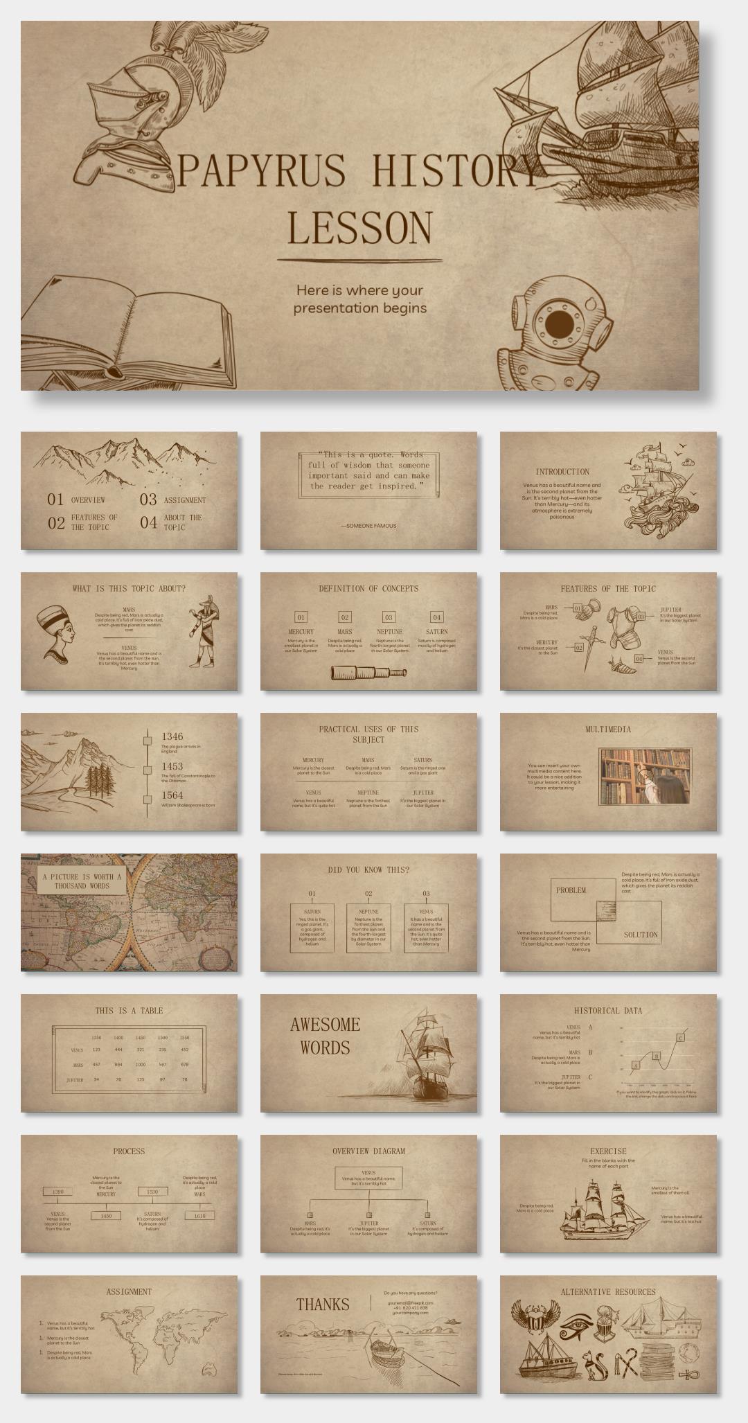 欧美牛皮纸复古风PPT模板