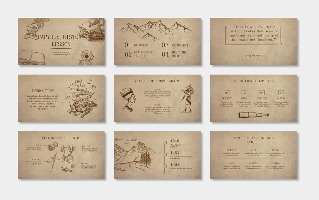 欧美牛皮纸复古风PPT模板