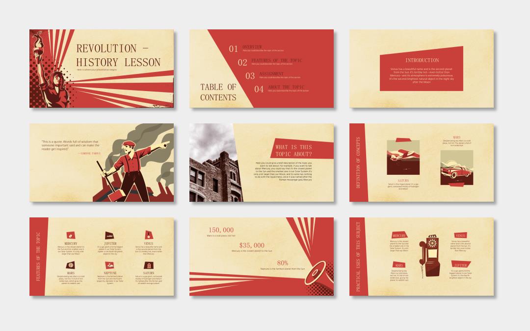 欧美牛皮纸复古风PPT模板