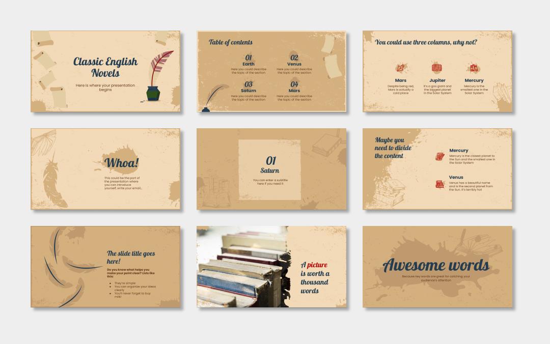 欧美牛皮纸复古风PPT模板