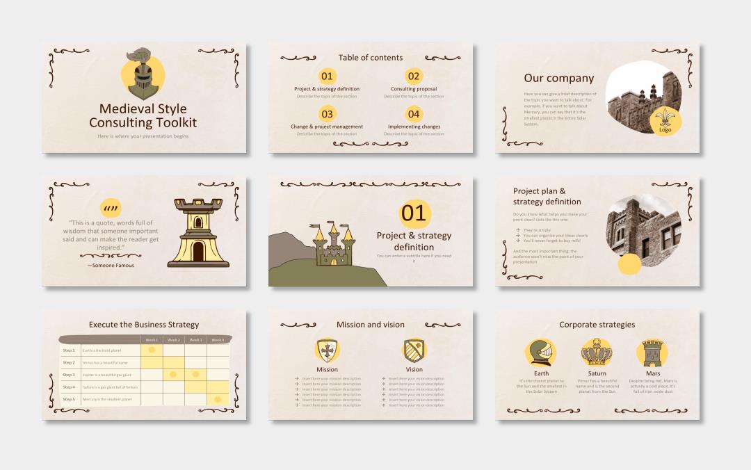 欧美牛皮纸复古风PPT模板