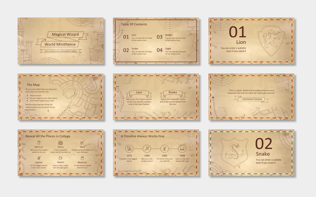 欧美牛皮纸复古风PPT模板