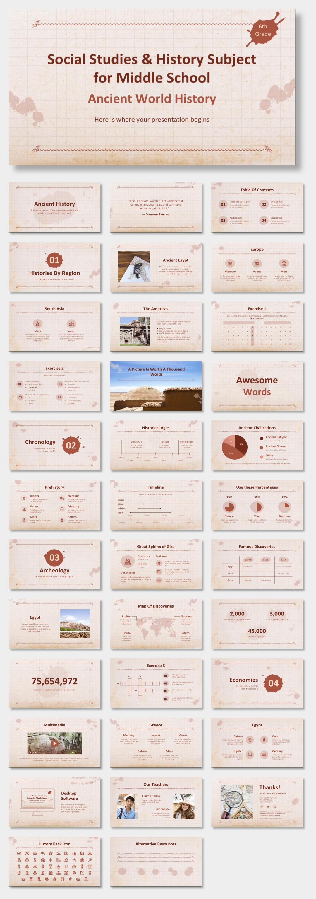 欧美牛皮纸复古风PPT模板