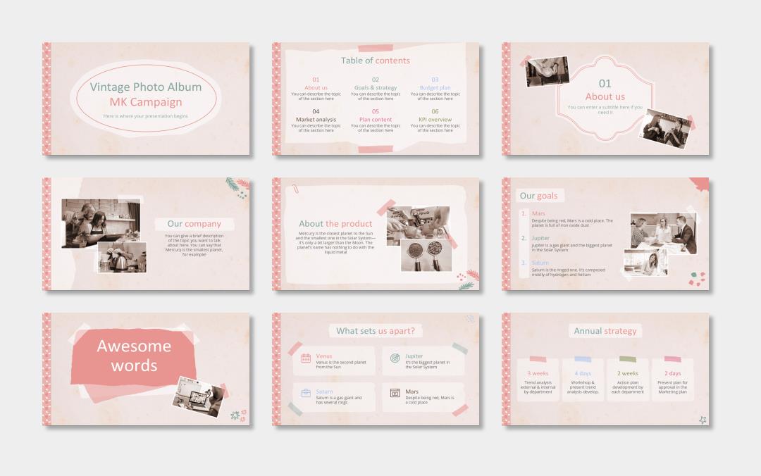 欧美牛皮纸复古风PPT模板