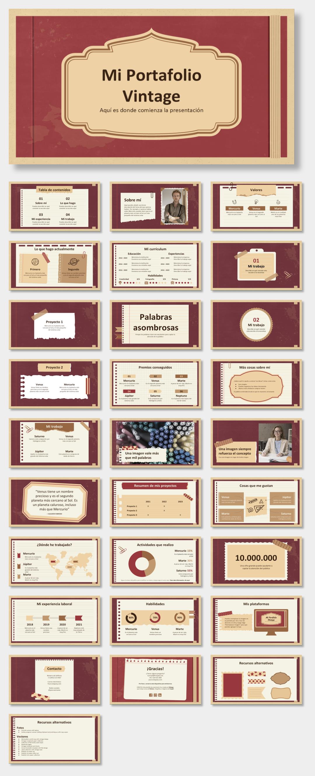 欧美牛皮纸复古风PPT模板