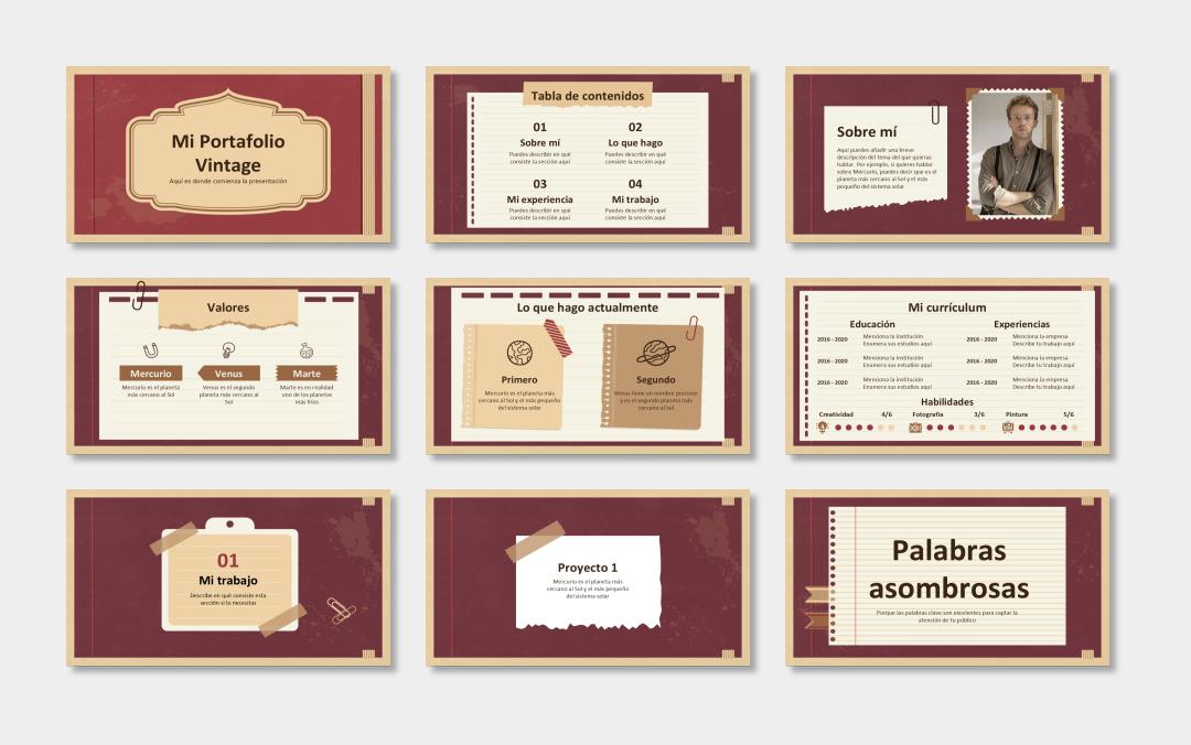 欧美牛皮纸复古风PPT模板