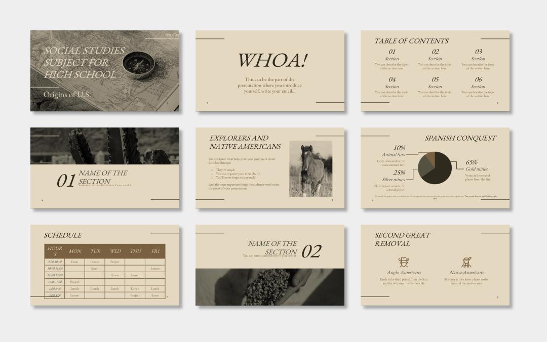 欧美牛皮纸复古风PPT模板