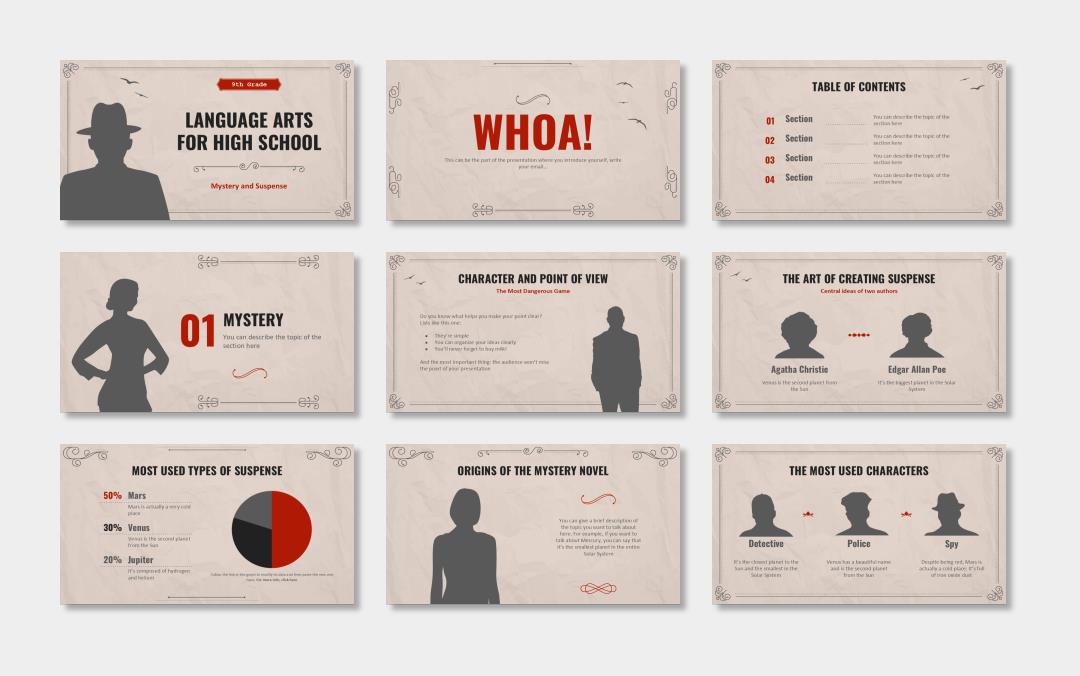 欧美牛皮纸复古风PPT模板