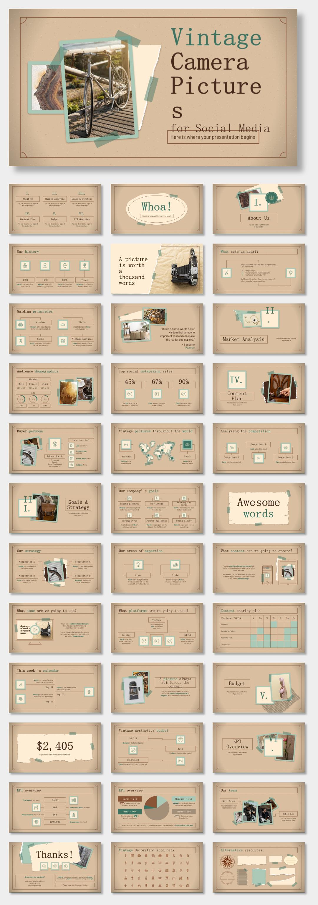 欧美牛皮纸复古风PPT模板