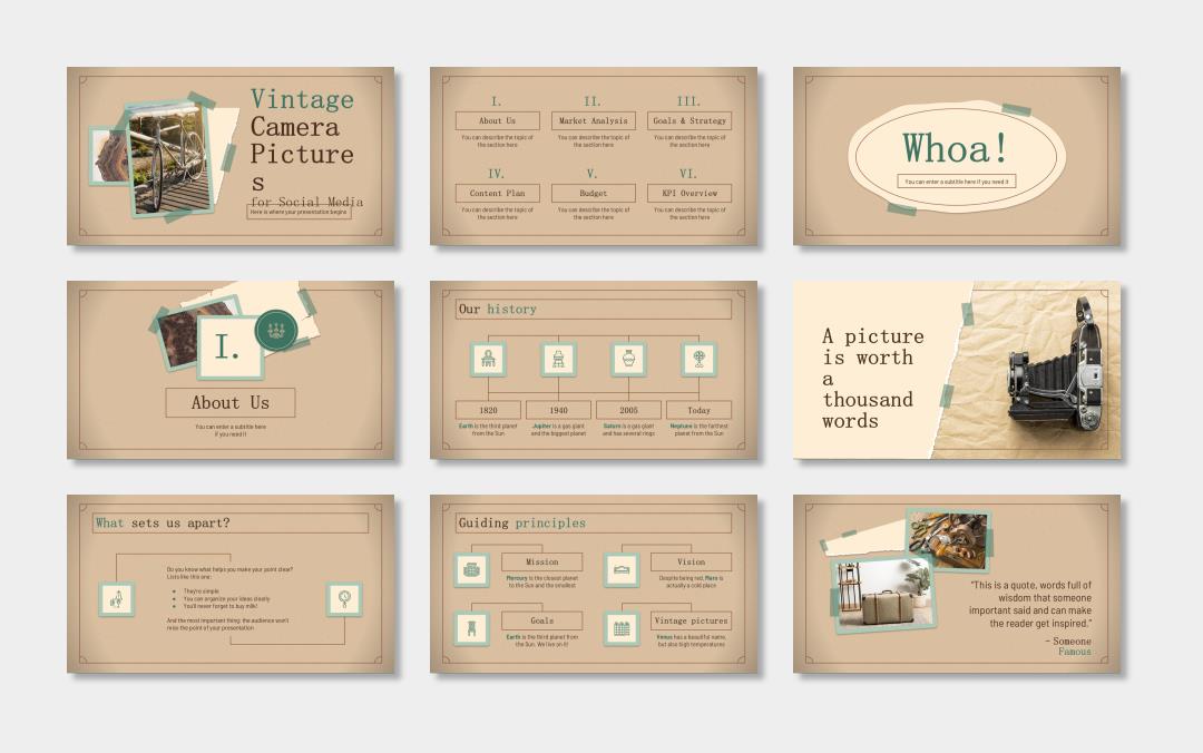 欧美牛皮纸复古风PPT模板