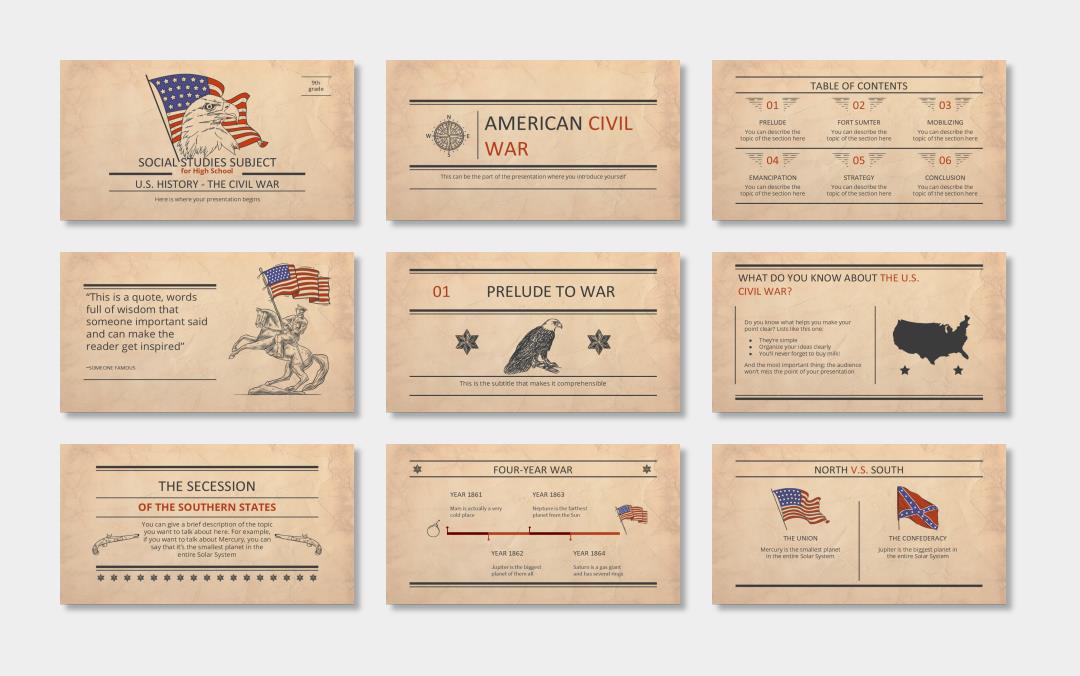 欧美牛皮纸复古风PPT模板