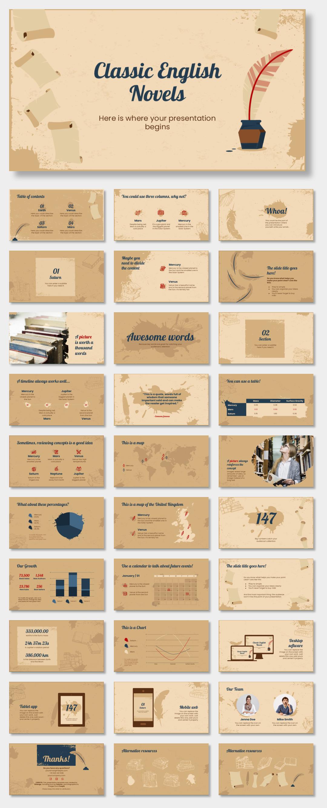 欧美牛皮纸复古风PPT模板