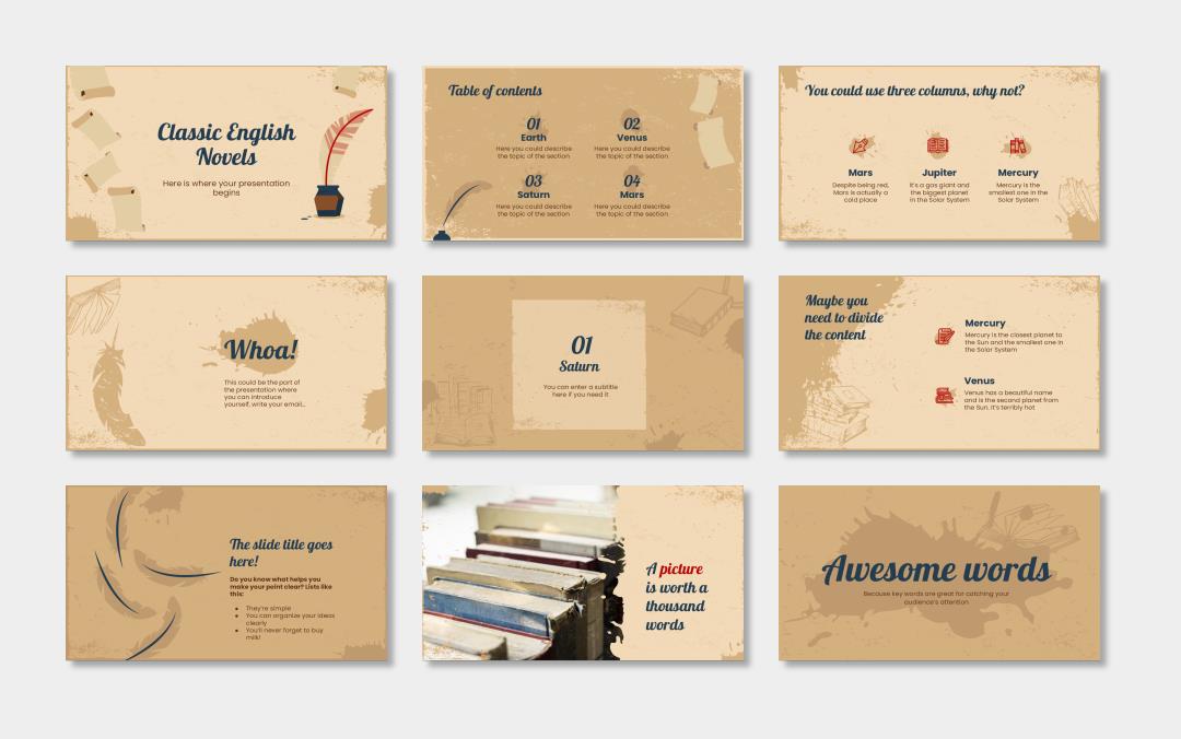 欧美牛皮纸复古风PPT模板