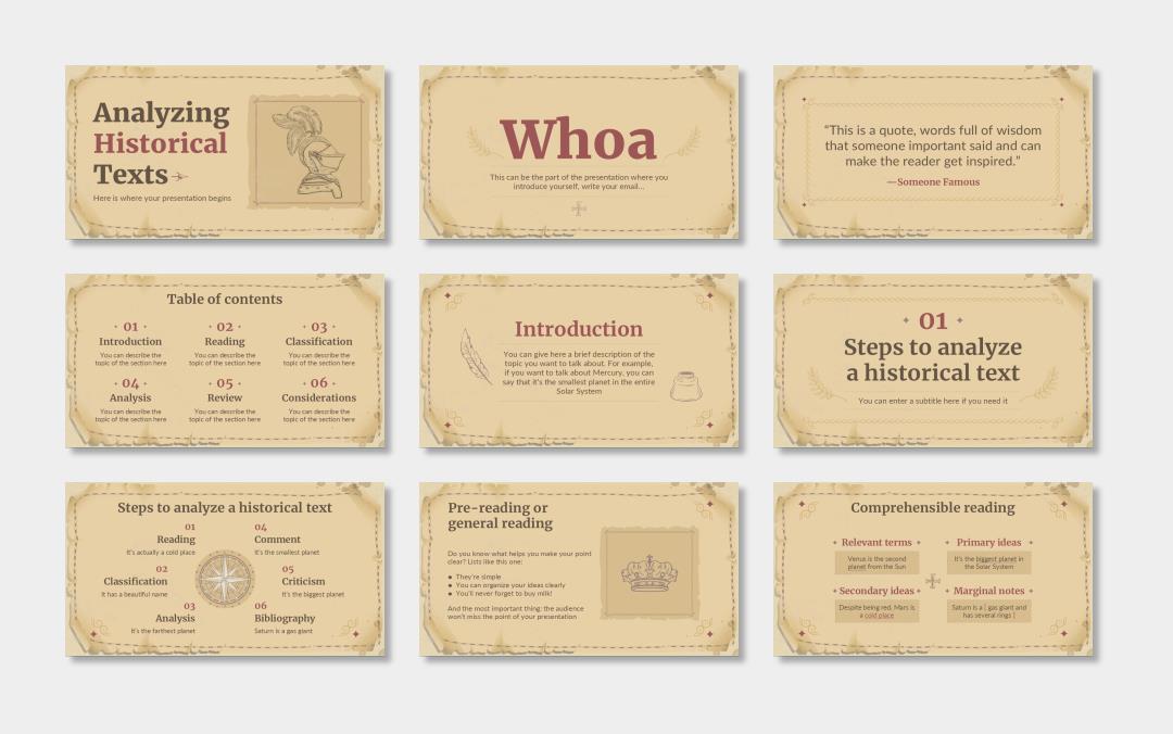 欧美牛皮纸复古风PPT模板