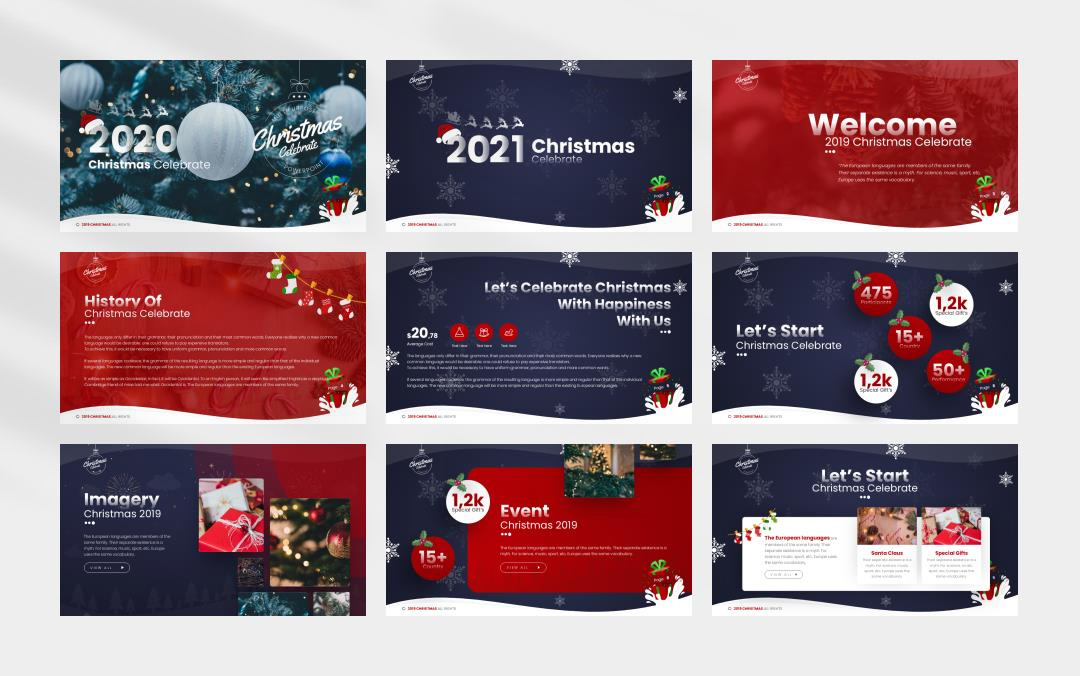 红色高级圣诞主题PPT模板