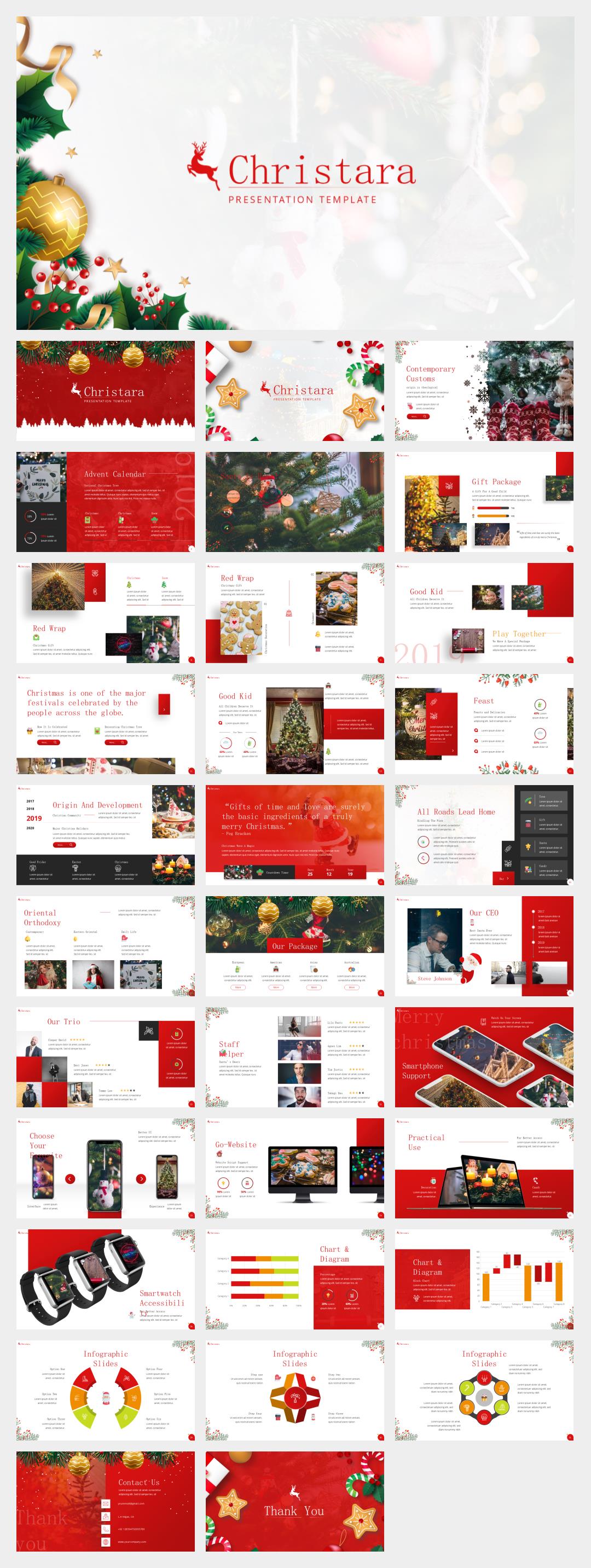 红色高级圣诞主题PPT模板