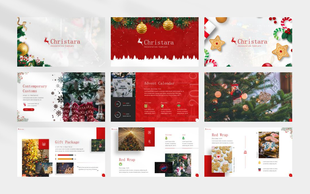 红色高级圣诞主题PPT模板