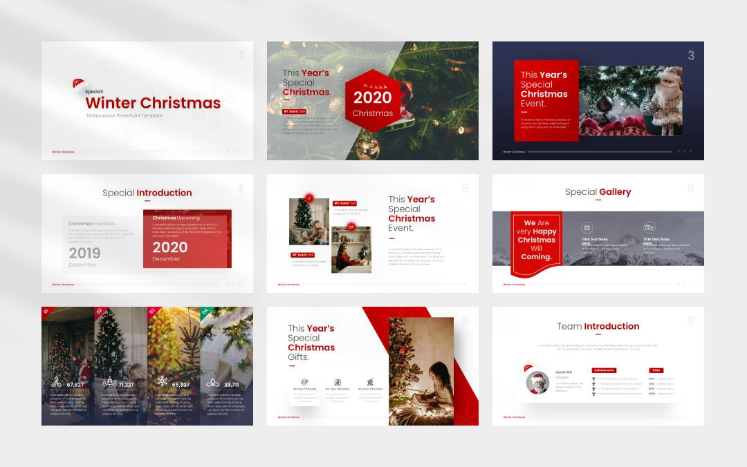 红色高级圣诞主题PPT模板