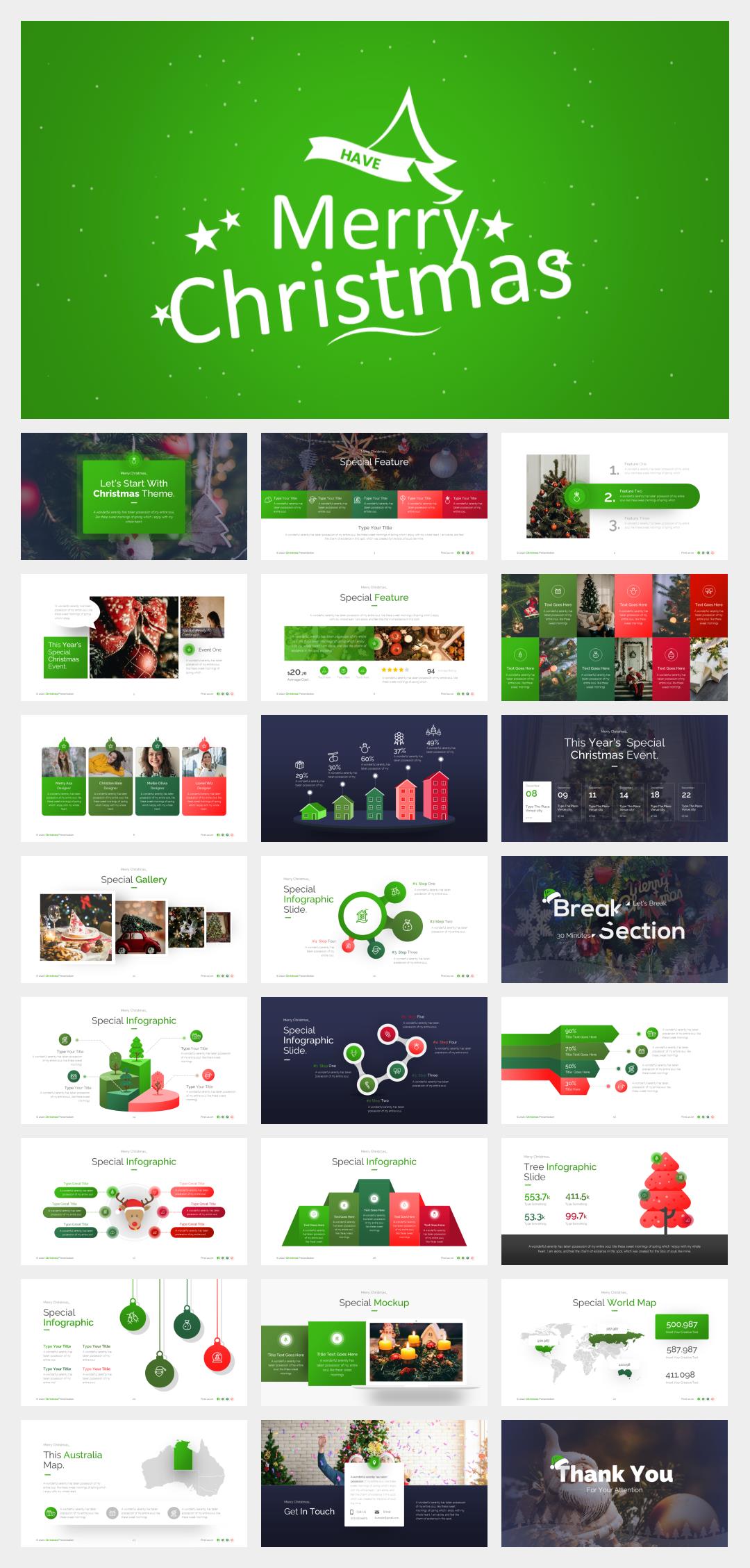 绿色高级圣诞主题PPT模板