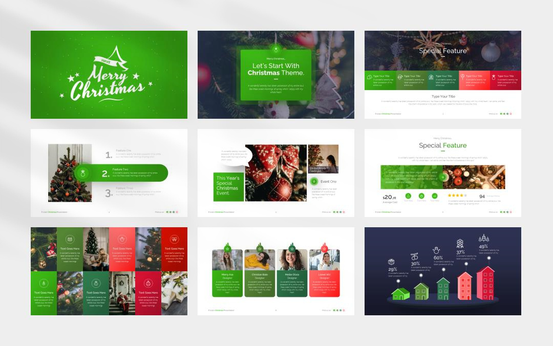 绿色高级圣诞主题PPT模板