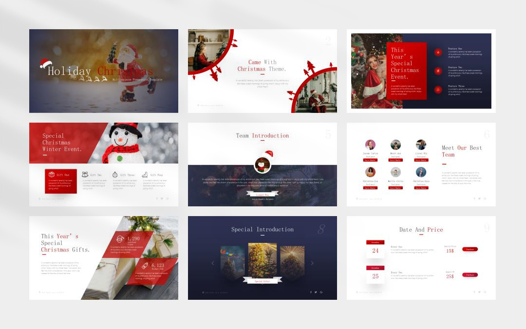 红色高级圣诞主题PPT模板