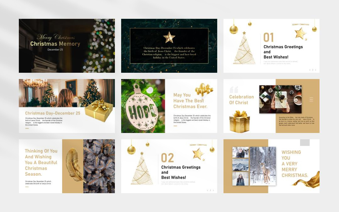 金色高级圣诞主题PPT模板