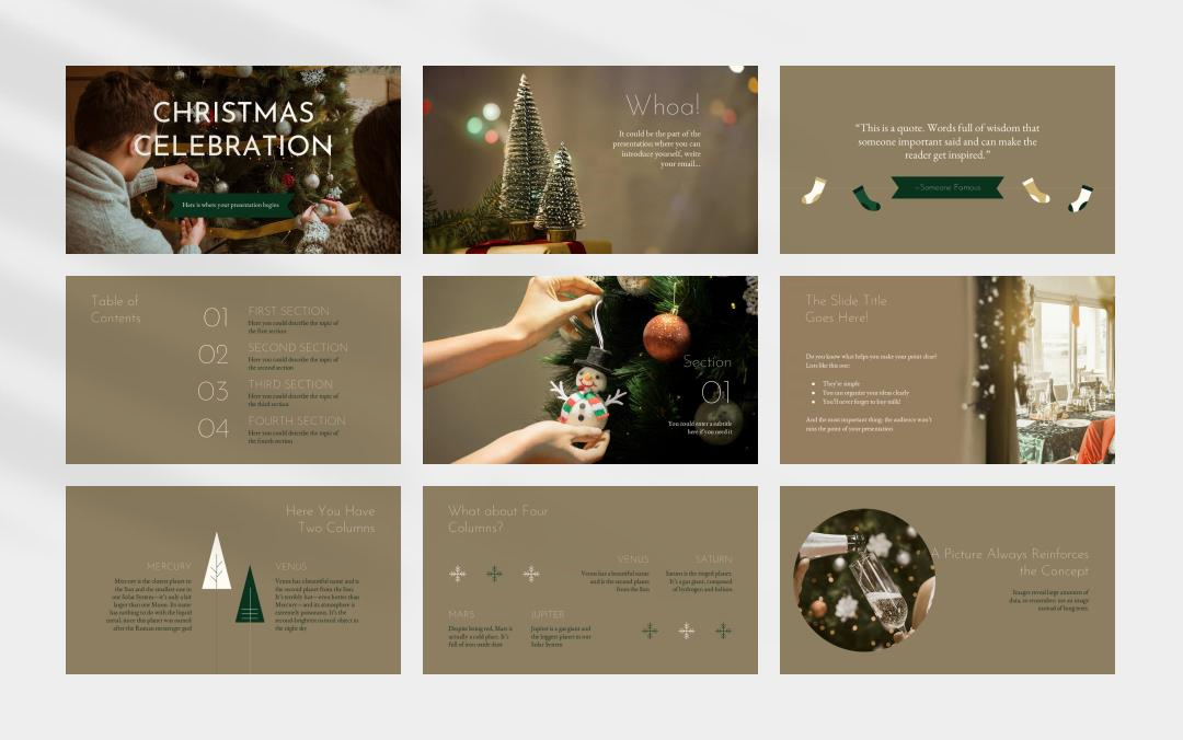 金色高级圣诞主题PPT模板