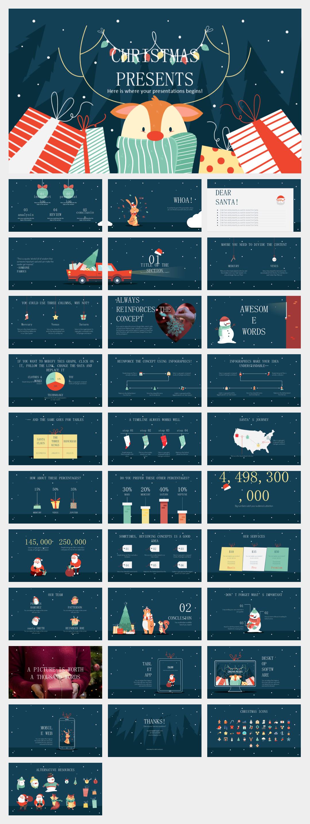深蓝色高级圣诞主题PPT模板