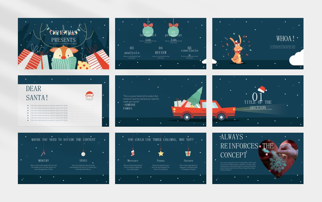 深蓝色高级圣诞主题PPT模板