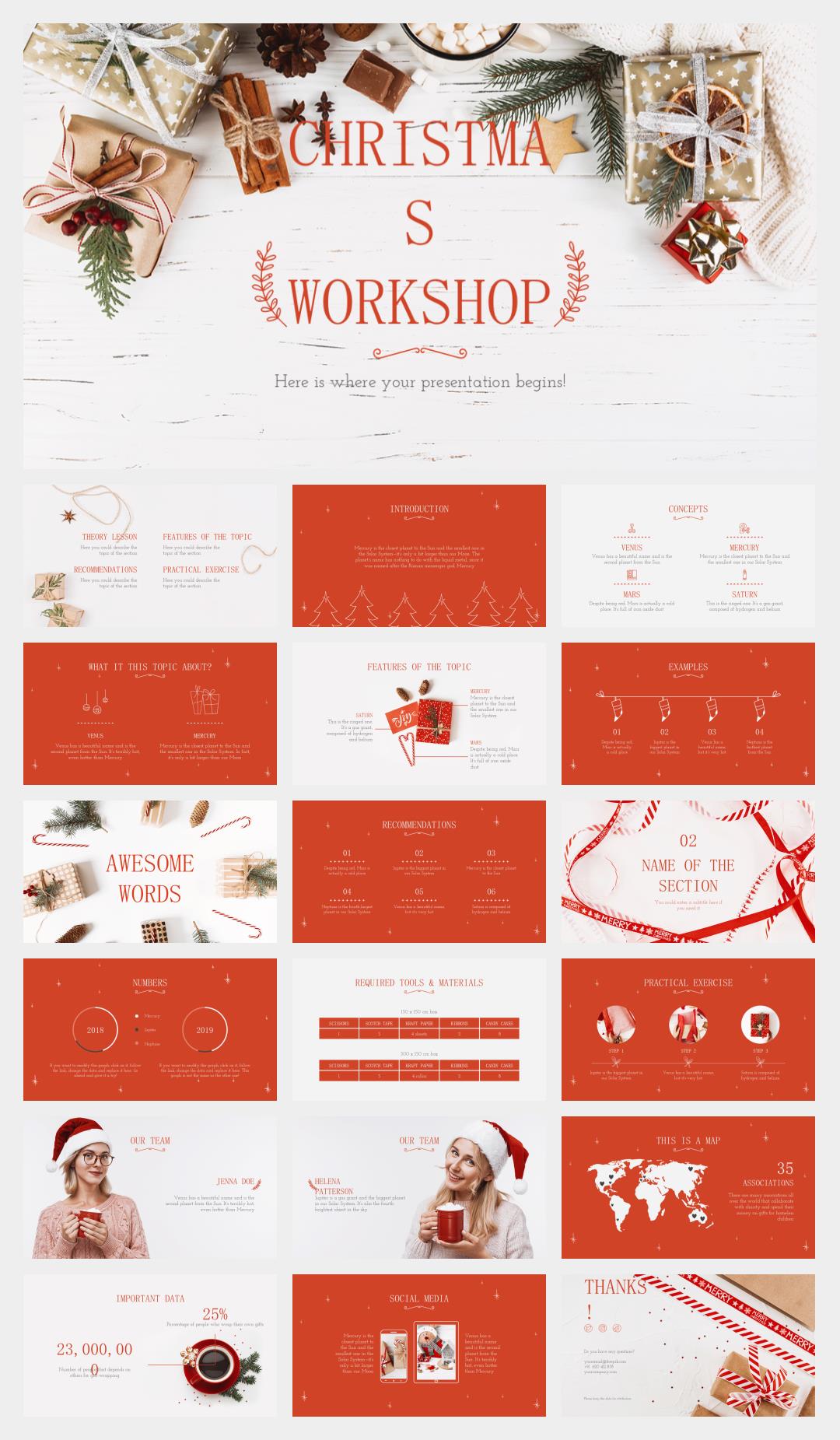 红色高级圣诞主题PPT模板