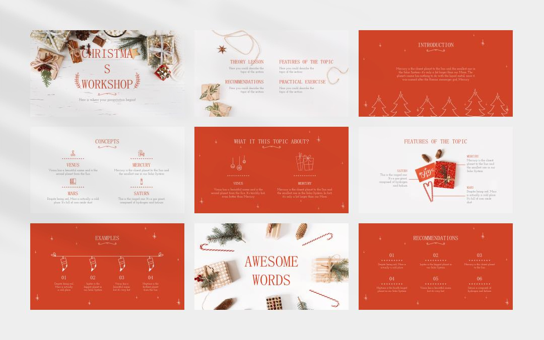 红色高级圣诞主题PPT模板