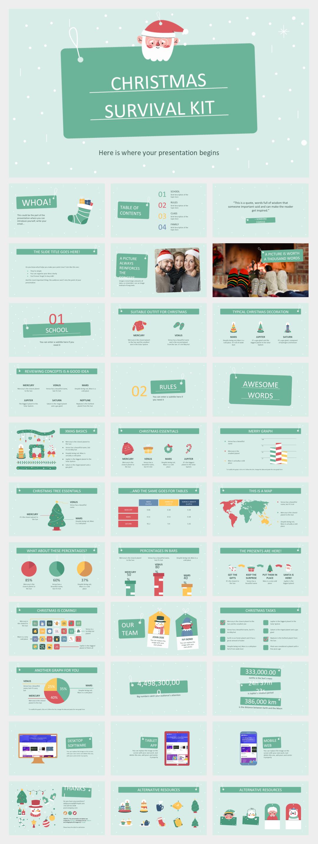 红色高级圣诞主题PPT模板