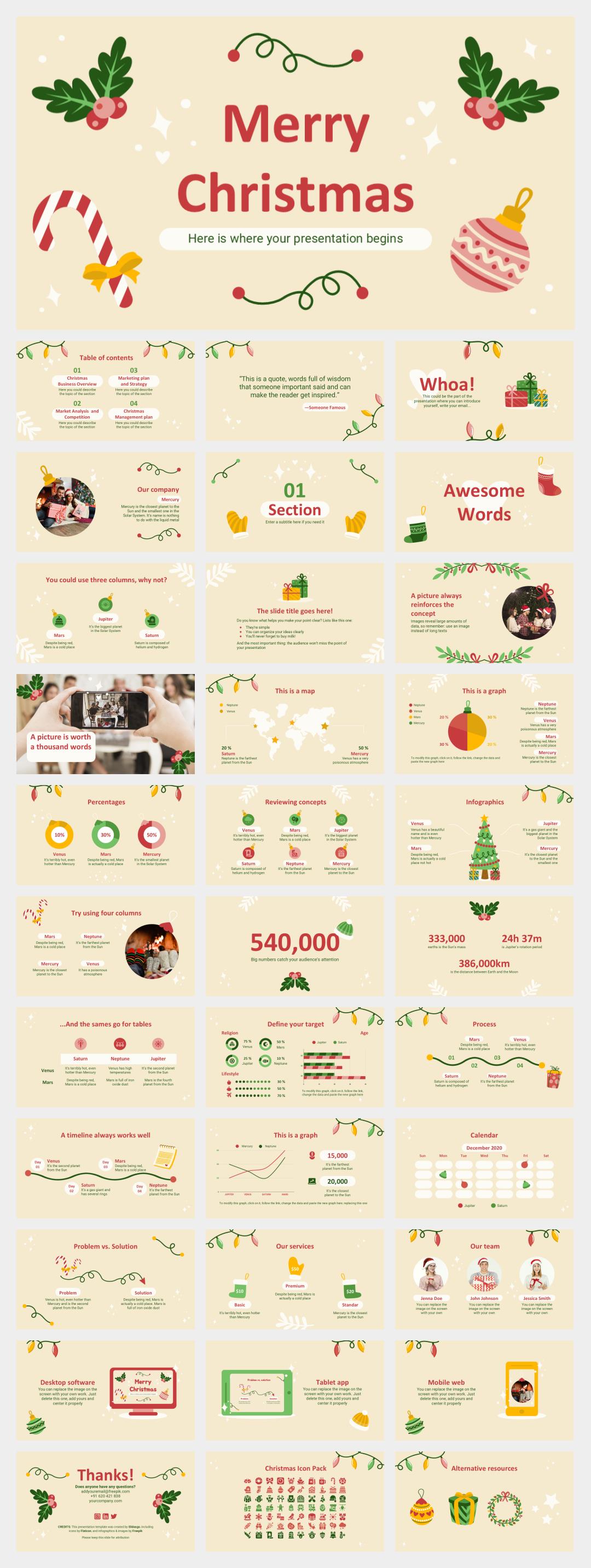 简约风圣诞主题PPT模板