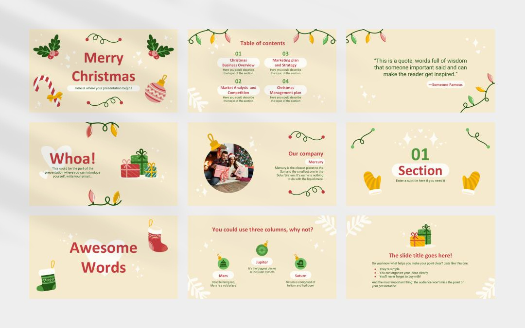 简约风圣诞主题PPT模板