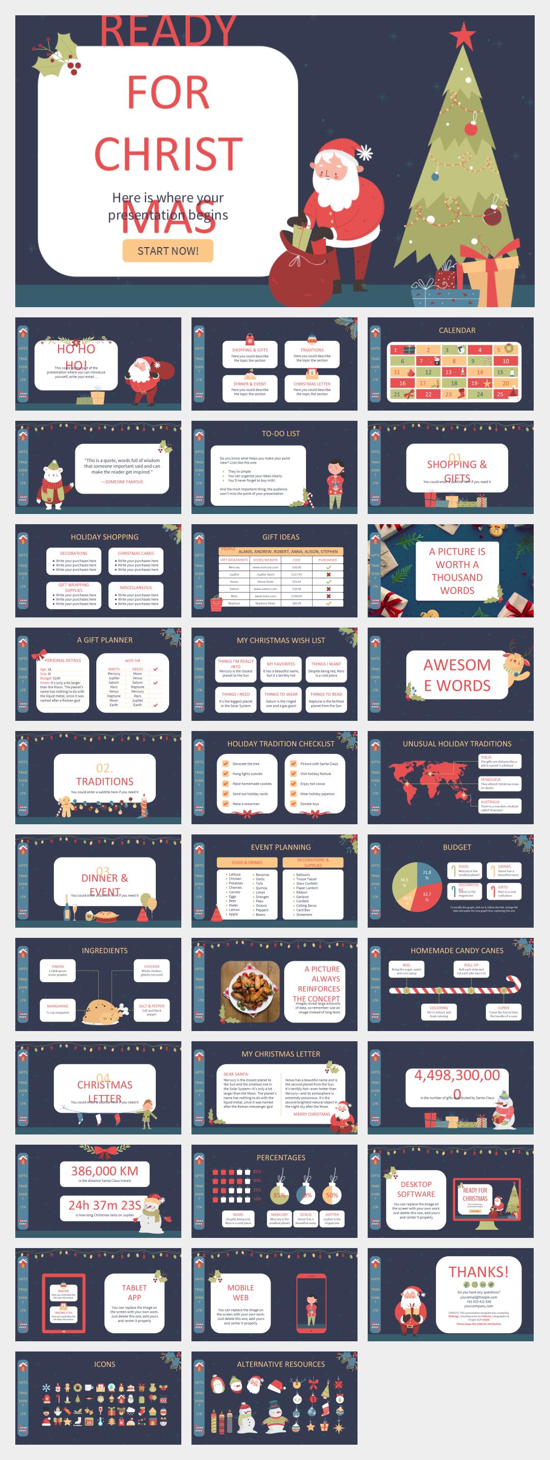 卡通简约风圣诞主题PPT模板