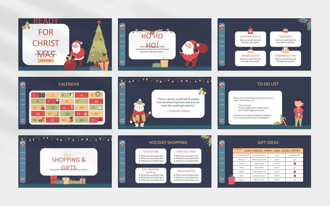 卡通简约风圣诞主题PPT模板