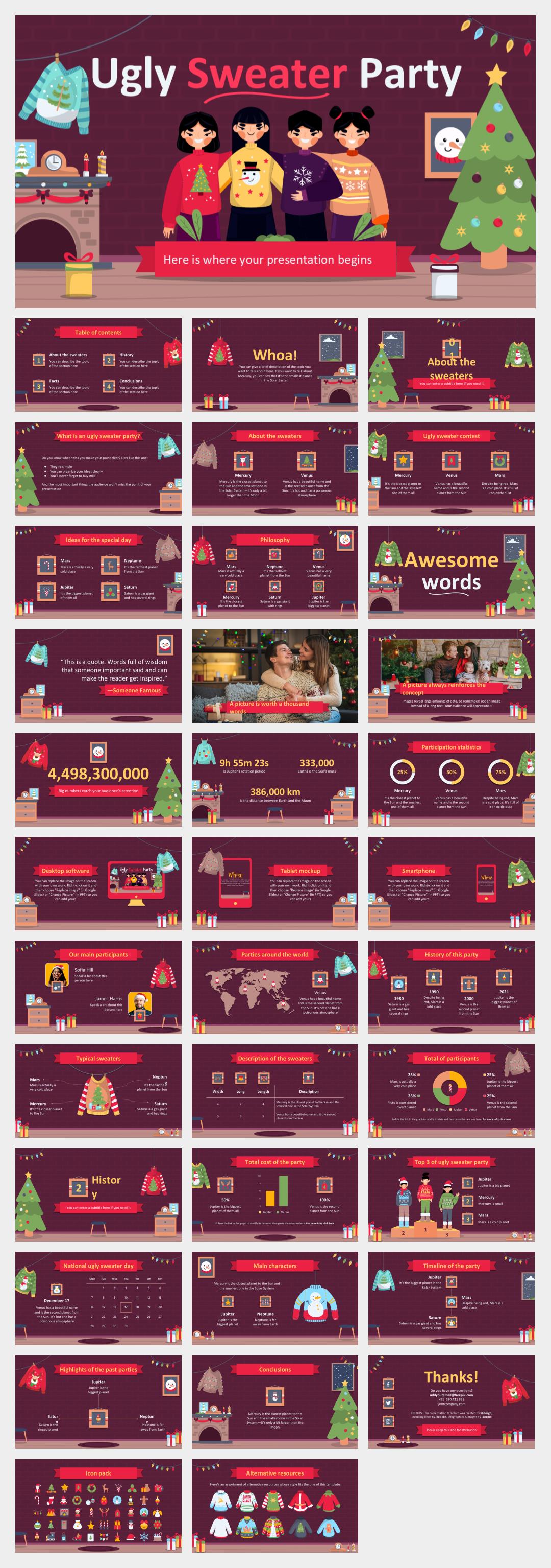 卡通圣诞主题PPT模板