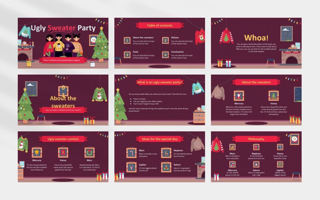 卡通圣诞主题PPT模板