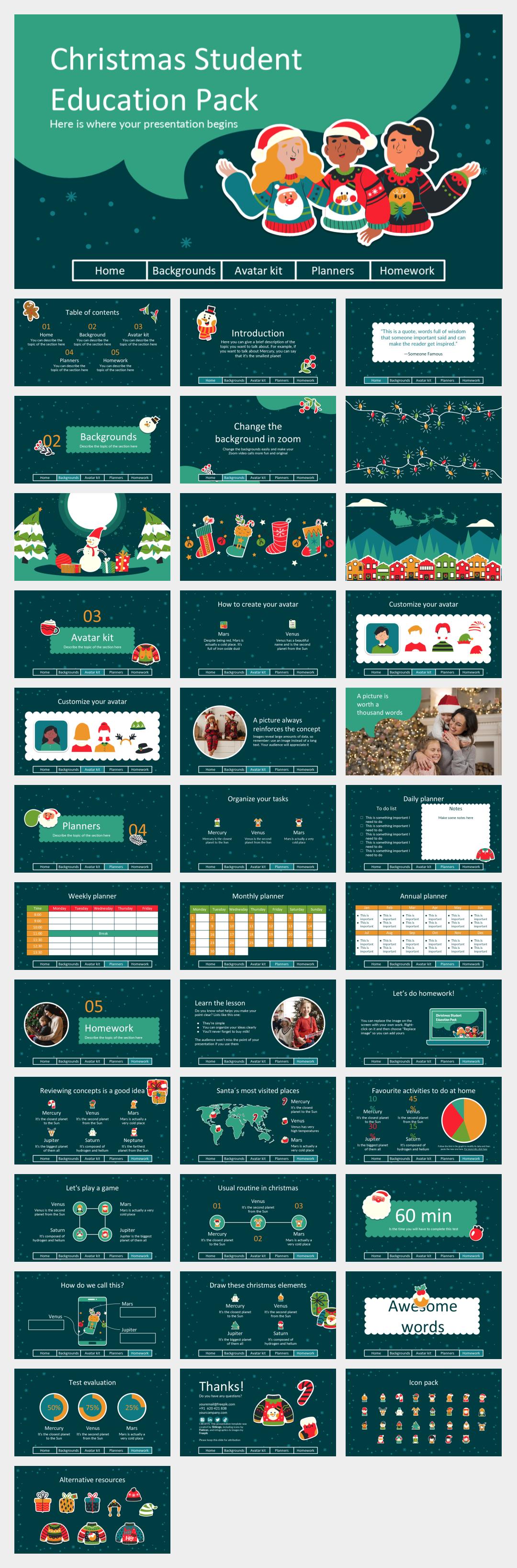 绿色高级圣诞主题PPT模板
