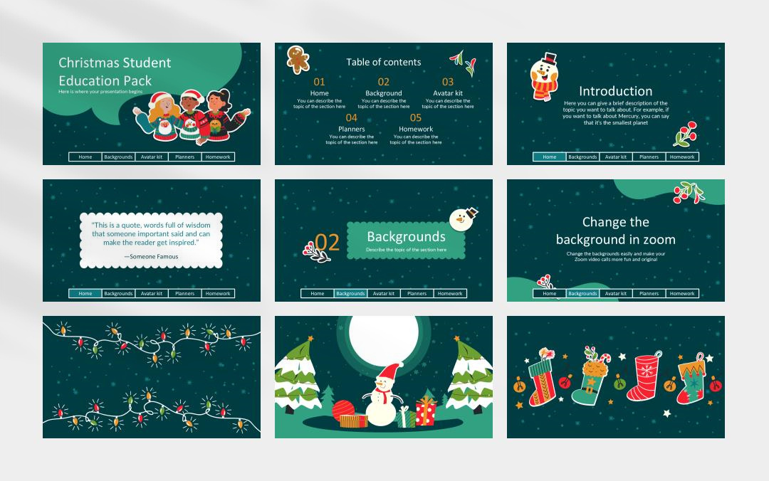 绿色高级圣诞主题PPT模板