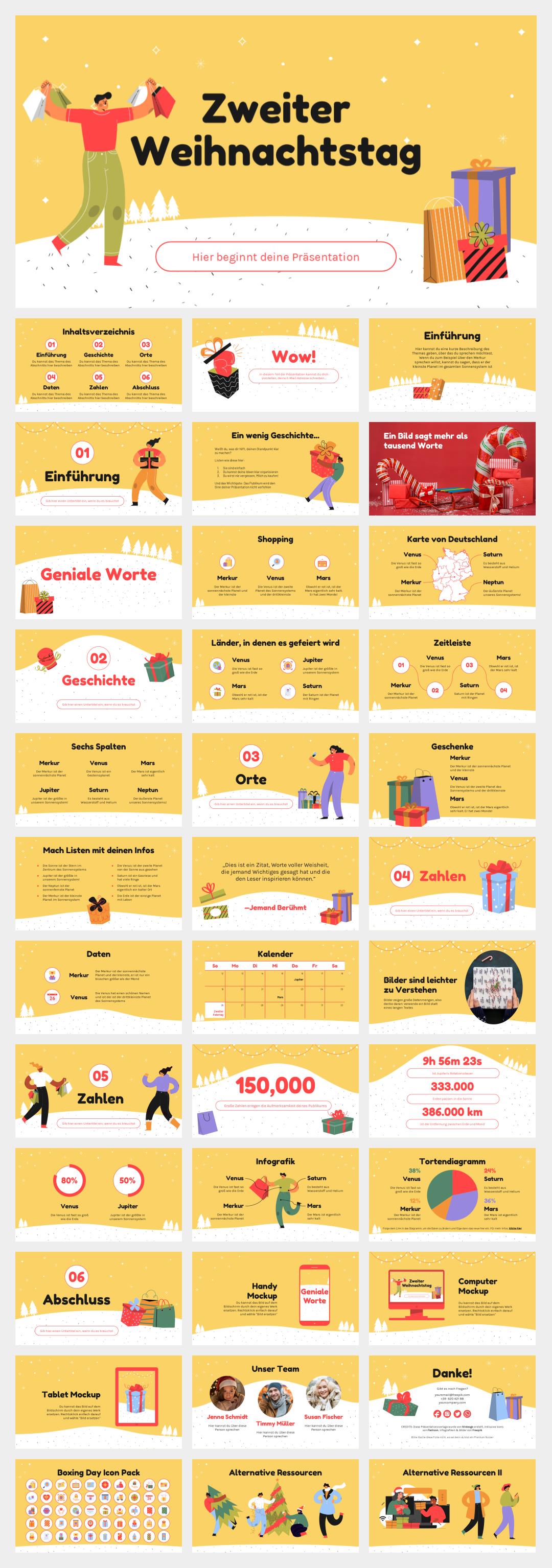 黄色高级圣诞主题PPT模板