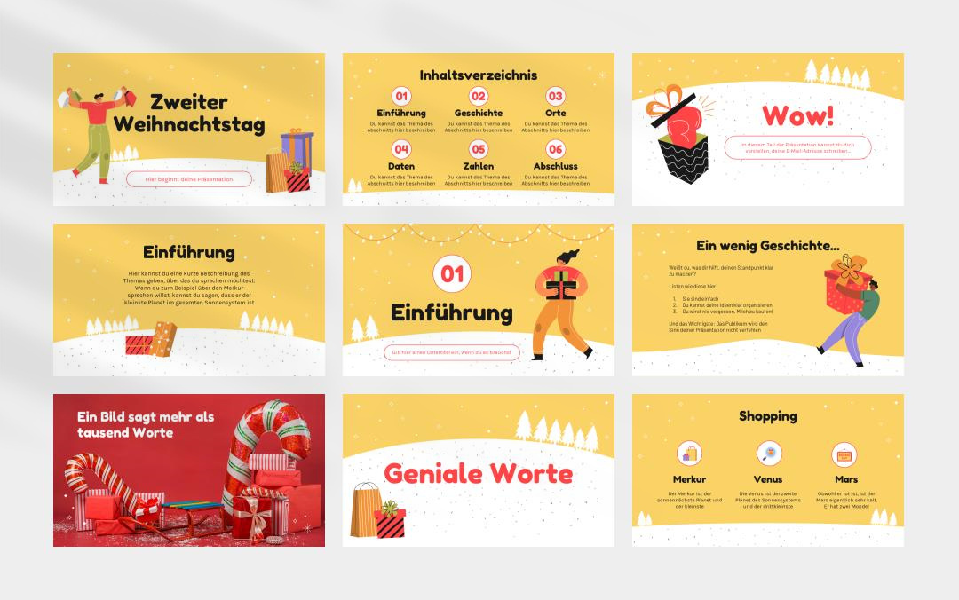 黄色高级圣诞主题PPT模板