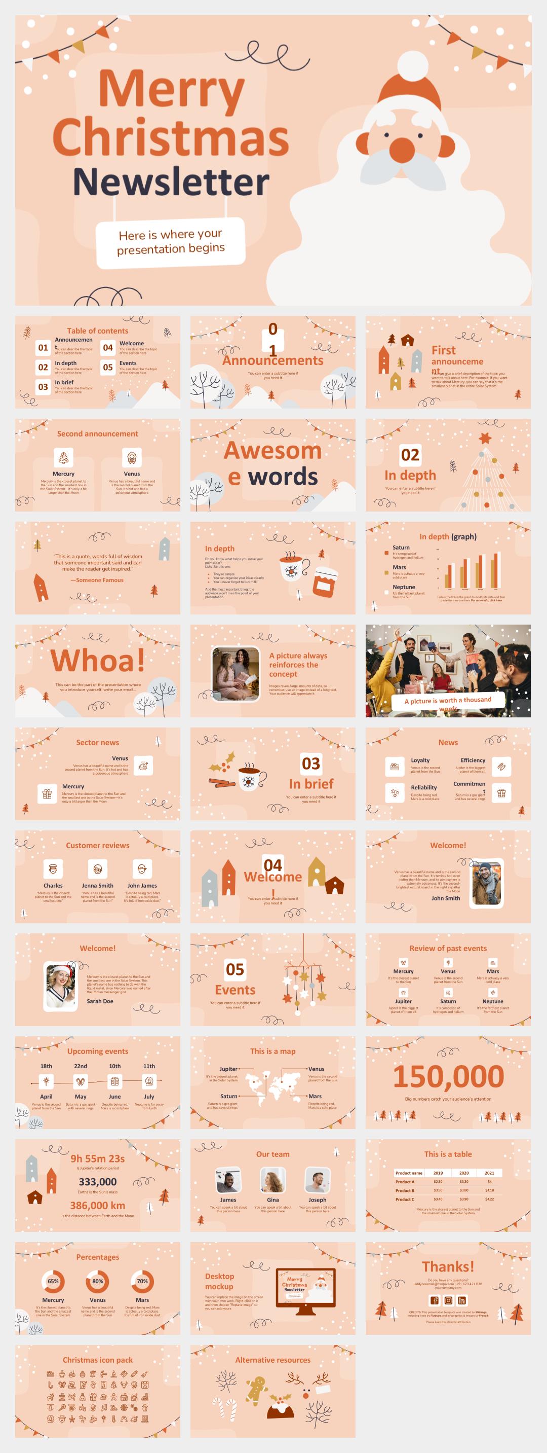 粉色高级圣诞主题PPT模板