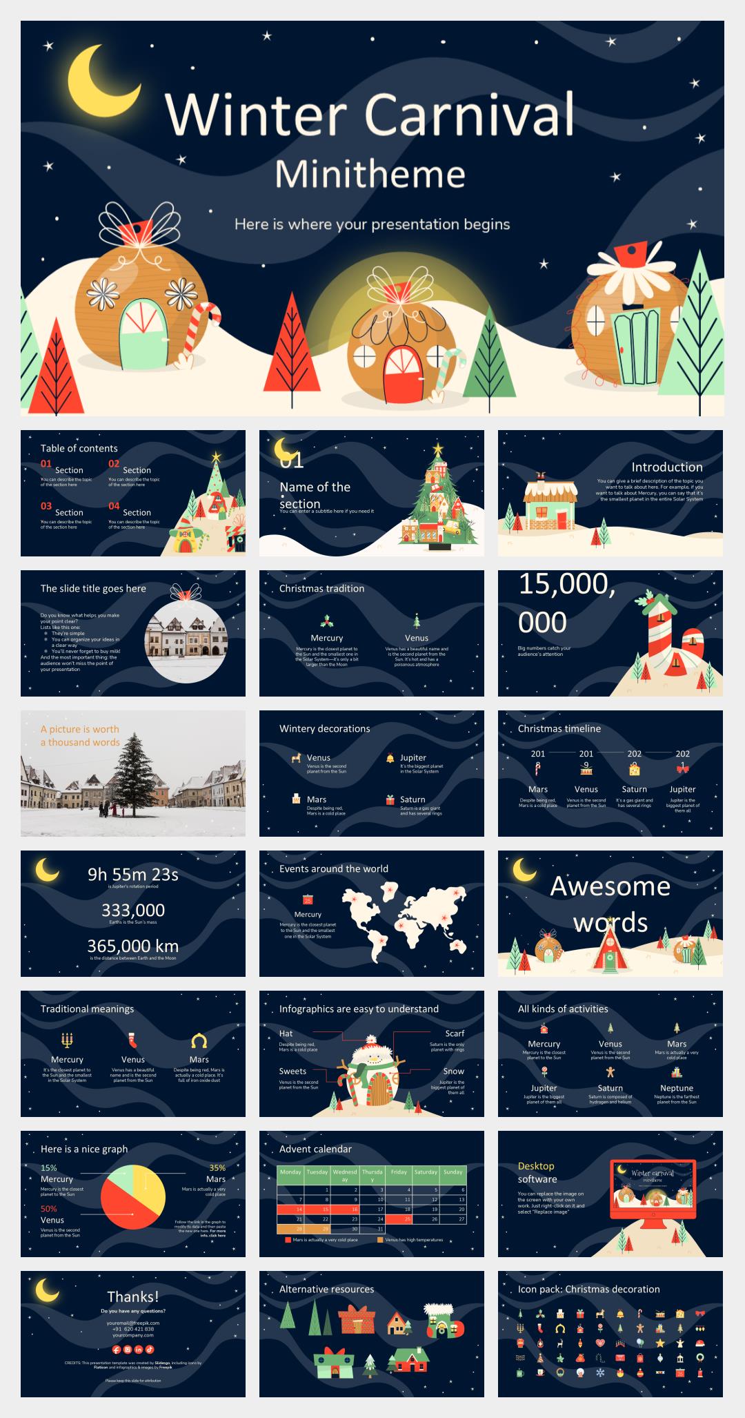 卡通高级圣诞主题PPT模板