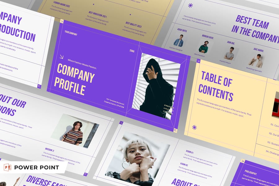 紫色奶油灰色现代风格公司简介PPT模版 (PPT,PPTX)