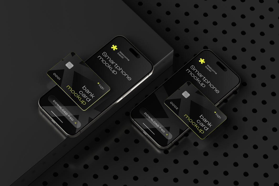 信用卡与智能手机样机集 (PSD)
